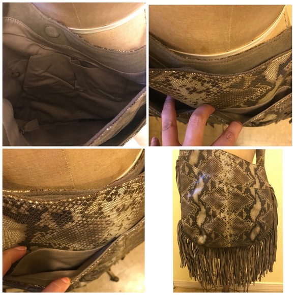 MUXO Leather & Suede Python Hobo Handbag - Picture 8 of 10